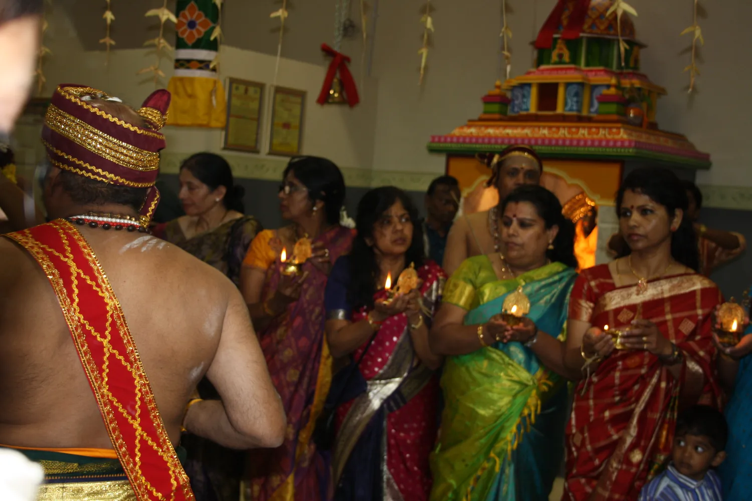 Lamps held through the congregation.