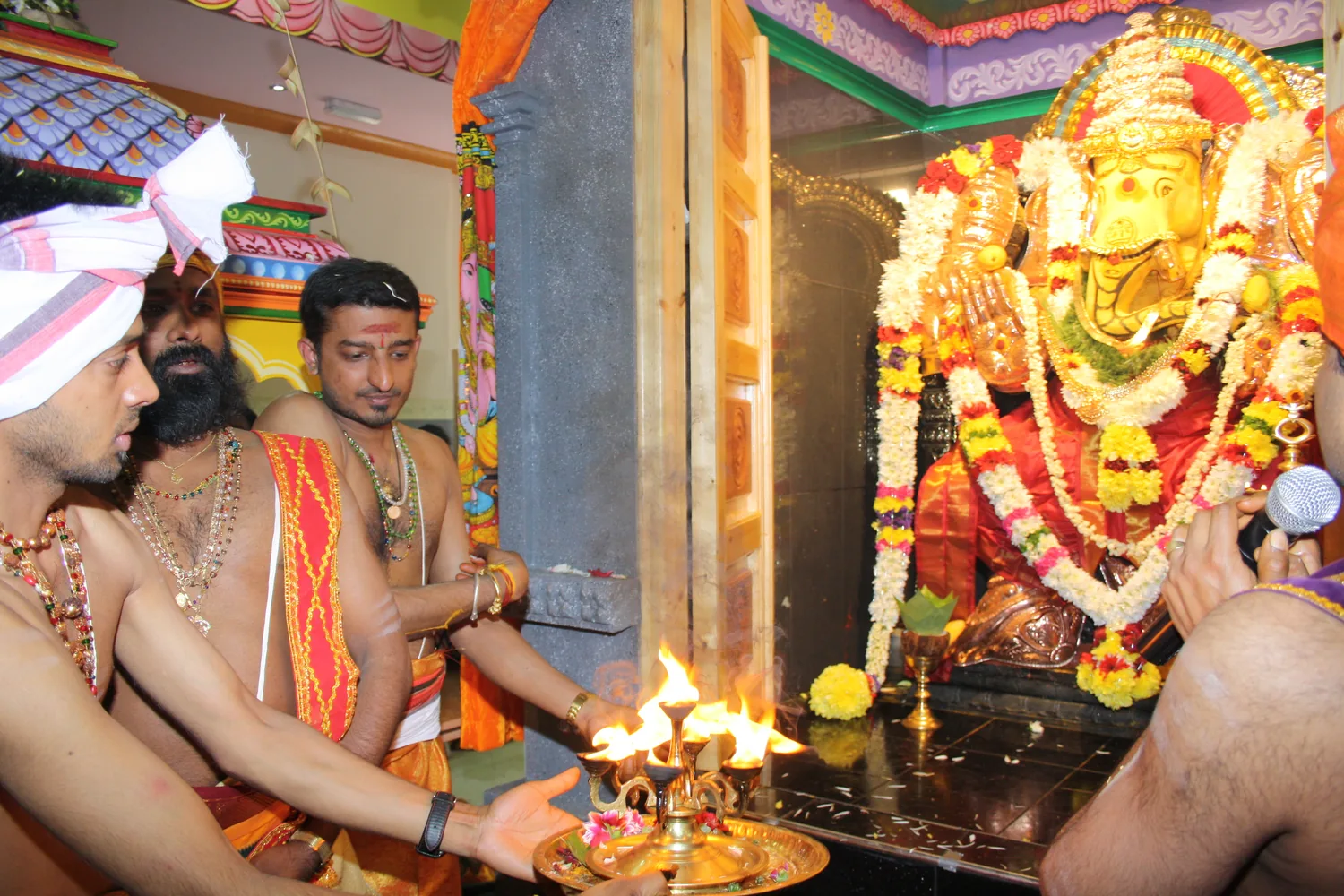 Aarti offered before the shrine.